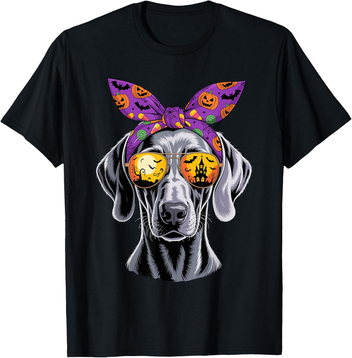 Halloween Bandana Weimaraner Weimaraners T-Shirt - Black