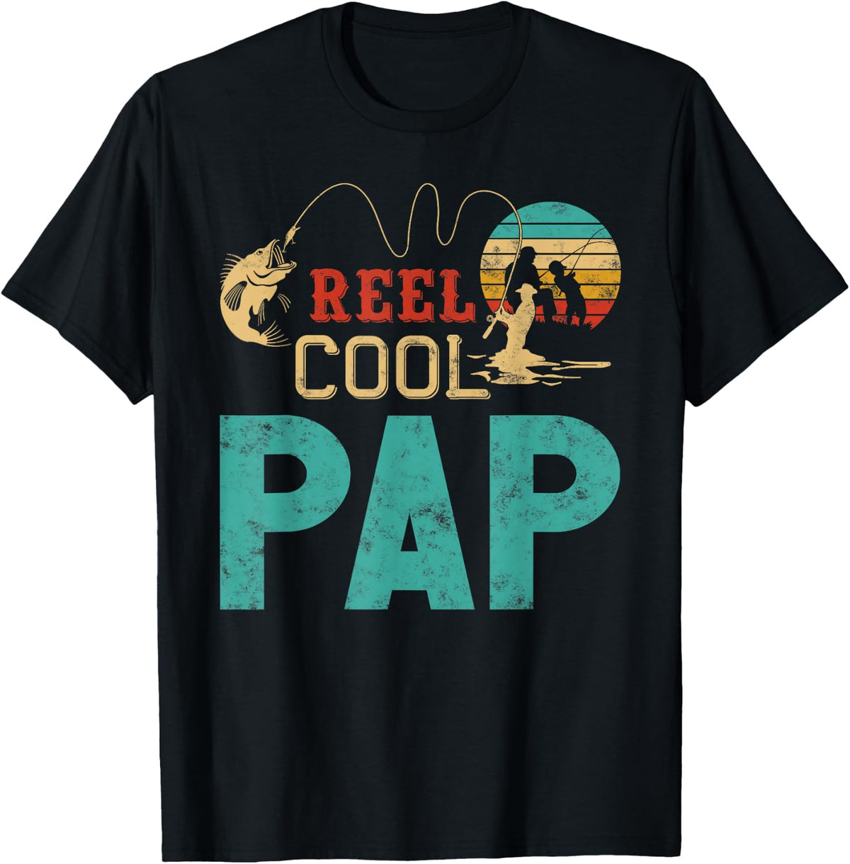Reel cool Pap Fishing Father’s Day gift for Fisherman Pap T-Shirt - Black