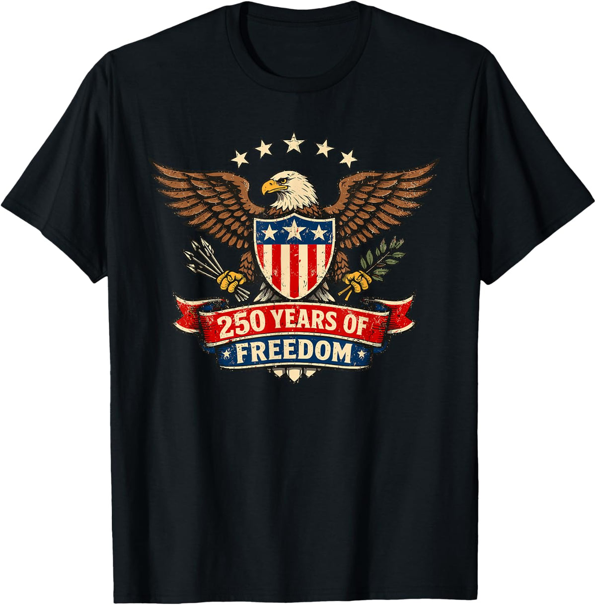 250 Anniversary USA Patriotic Eagle 250th 4th of July 2026 T-Shirt - Black