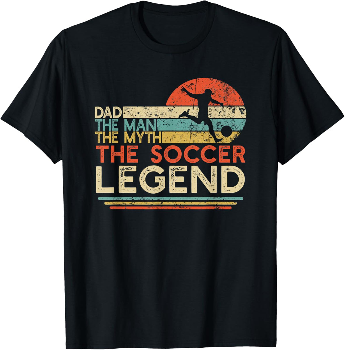Mens Vintage Soccer Dad The Man The Myth The Legend T-Shirt - Black