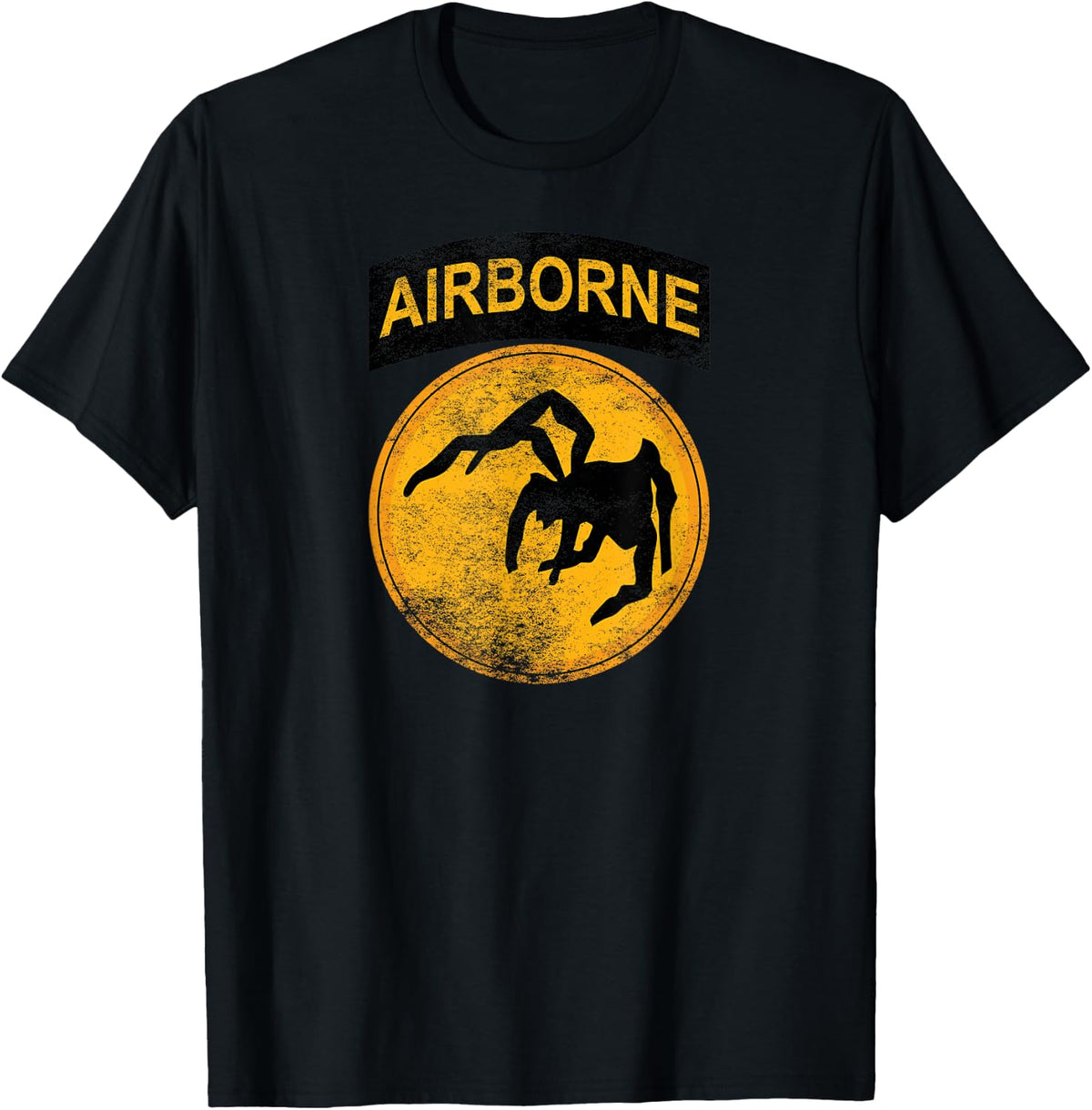 WW2 135th Airborne Division Parachute Patch Spider Military T-Shirt - Black