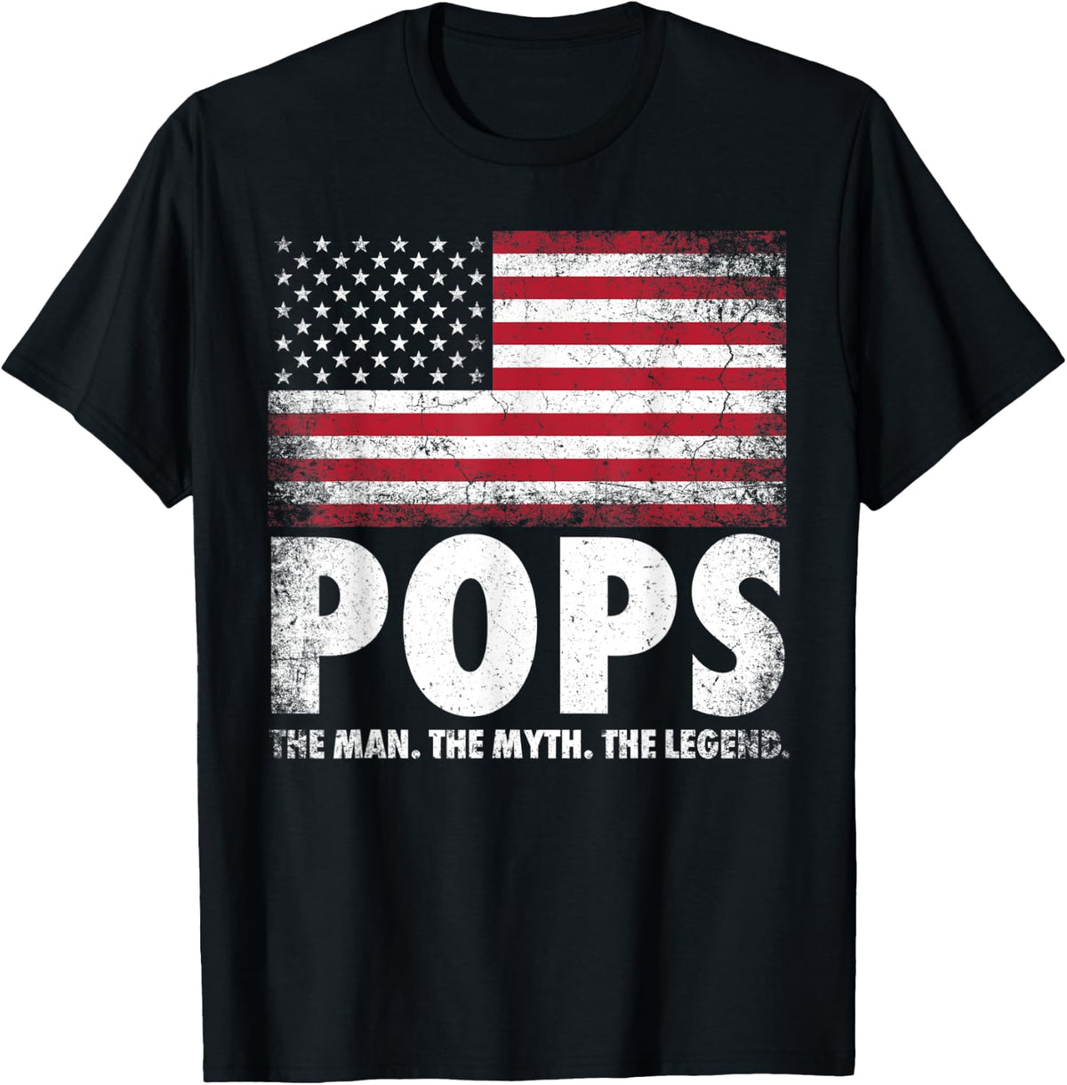 Mens Pops The Man The Myth The Legend Grandpa Father's Day Gift T-Shirt - Black