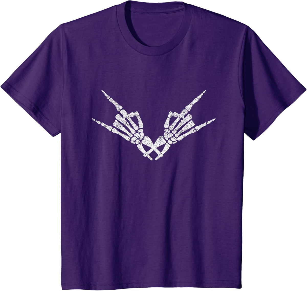Rock On Rock Star Skeleton Hand Skull Funny Halloween T-Shirt - Purple