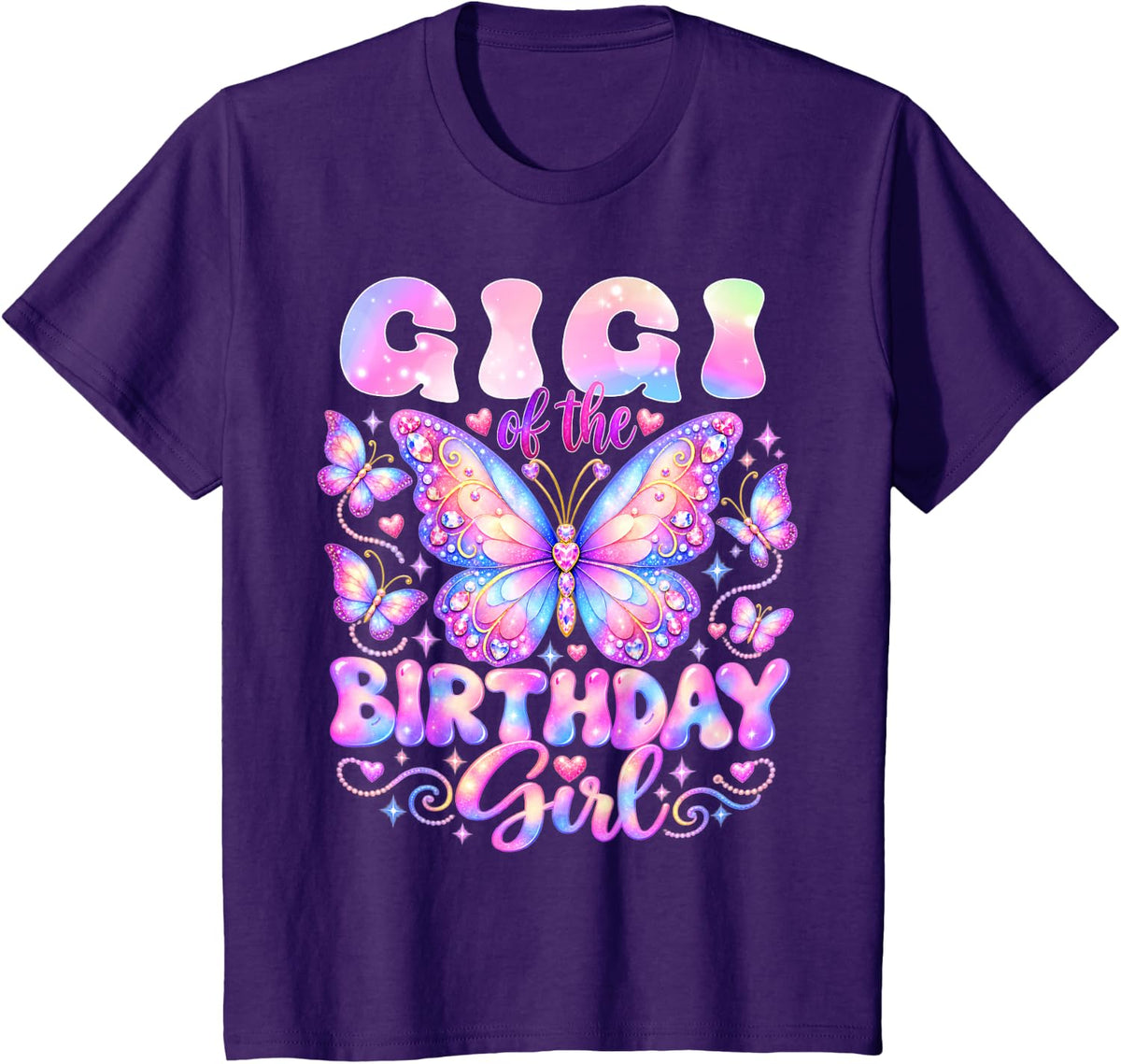 Gigi of The Birthday Girl Butterfly Family Matching T-Shirt - Purple