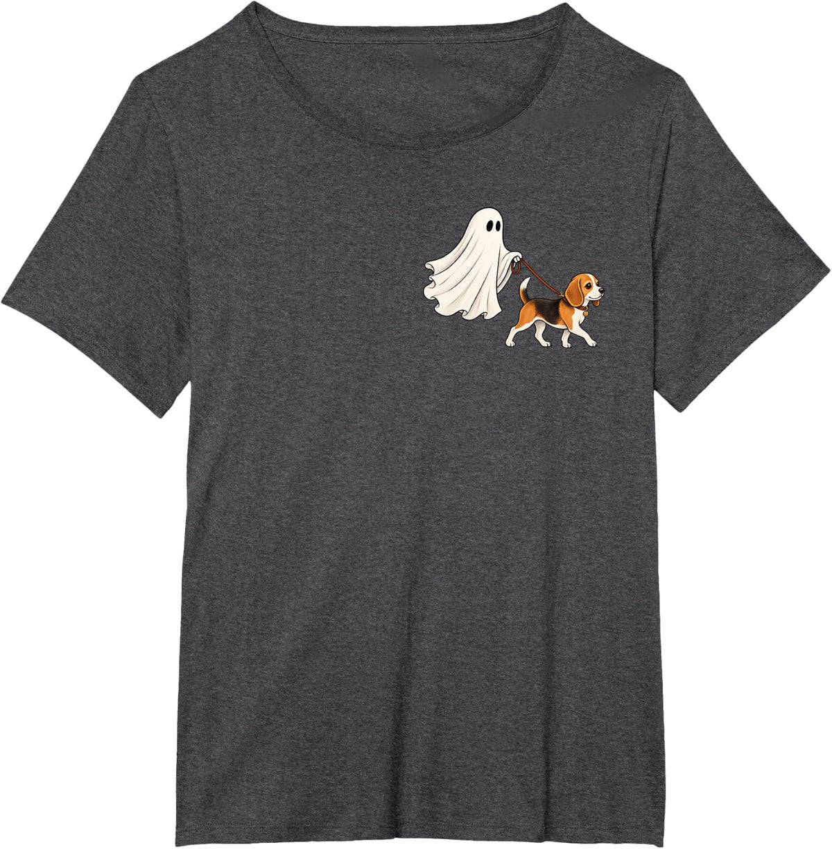 Ghost Walking Beagle Funny Halloween Dog Lover T-Shirt - Dark Heather Grey
