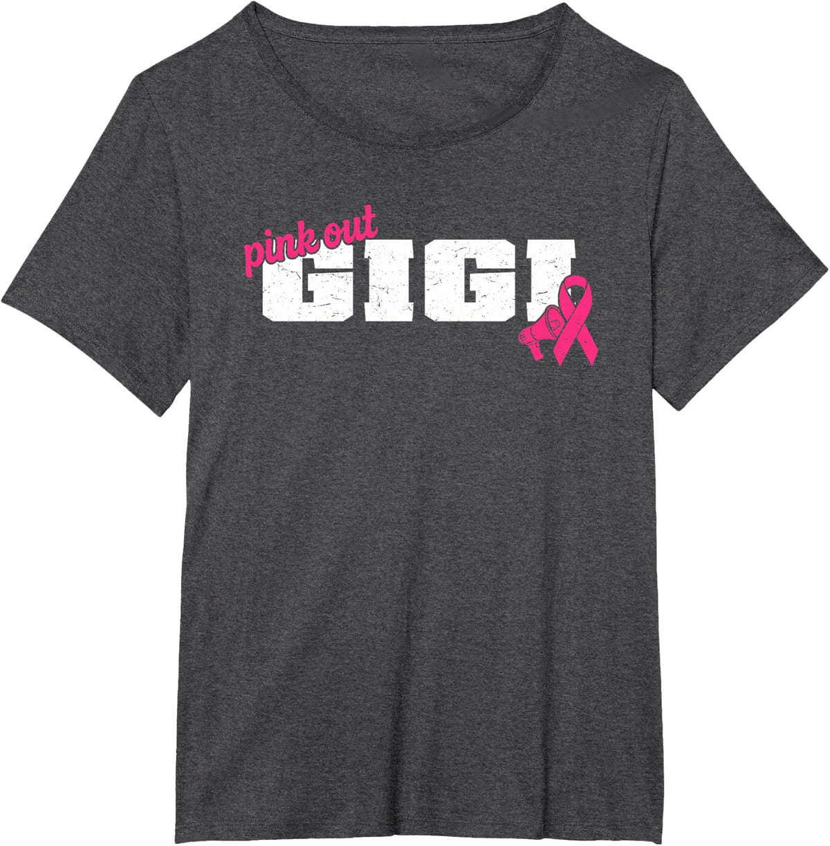 Cheer Gigi Pink Out Breast Cancer Awareness Competition Day T-Shirt - Dark Heather Grey