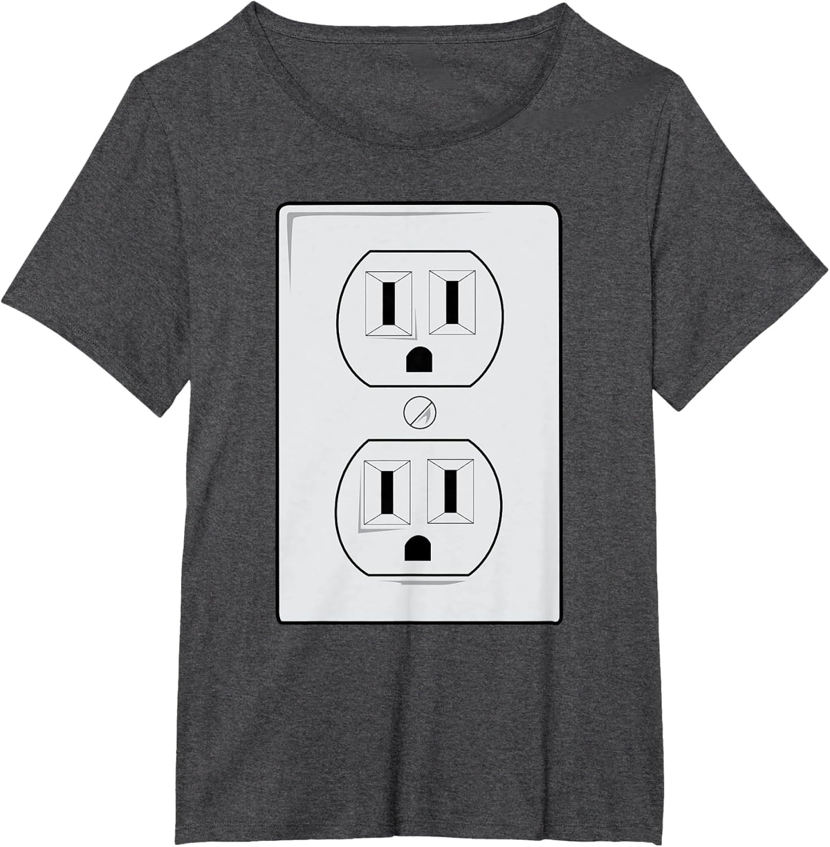 Electrical Outlet Plug and Socket Couples Costume Halloween T-Shirt - Dark Heather Grey