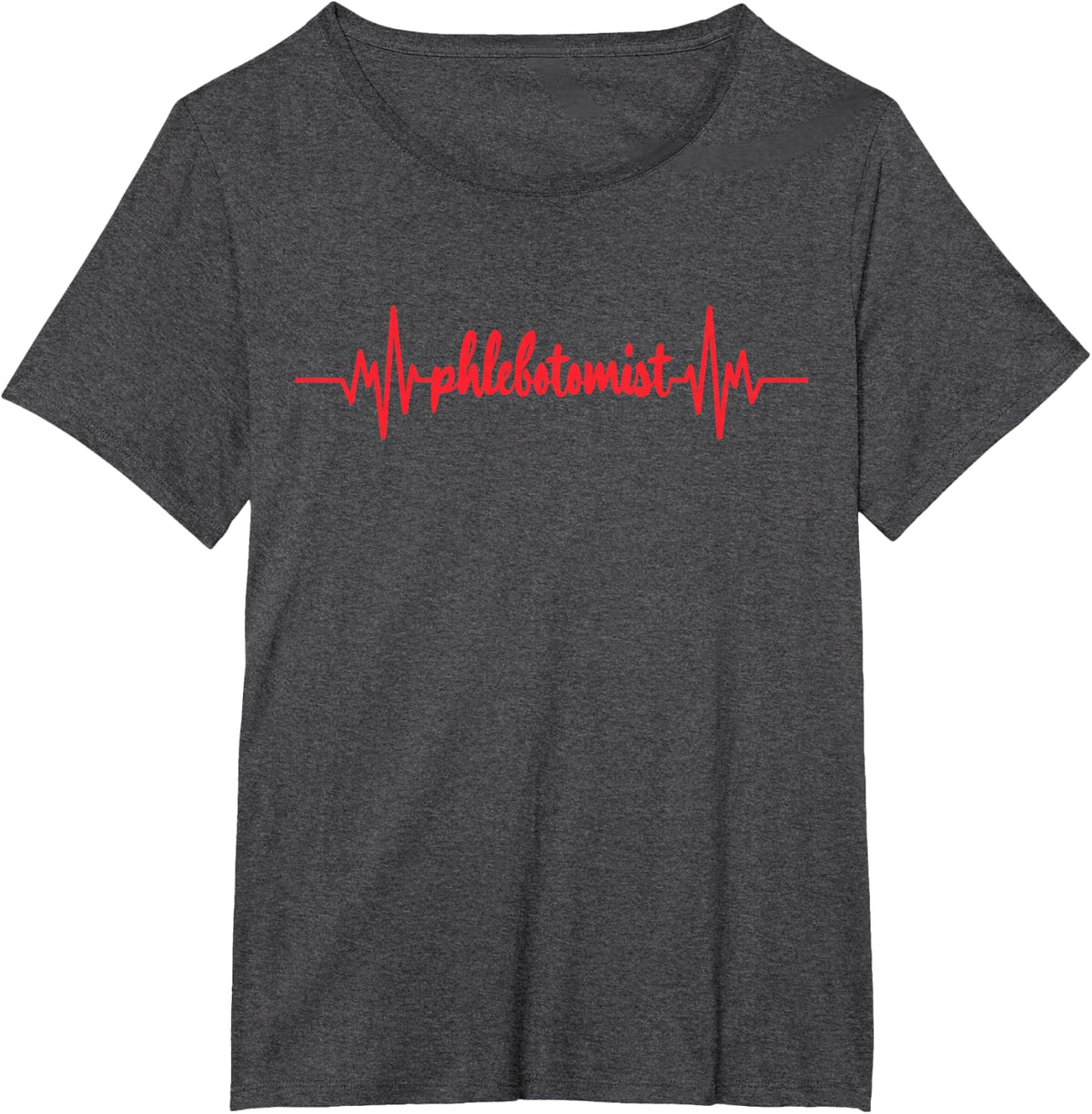 Phlebotomist Heartbeat Phlebotomy Syringe Blood Nurse T-Shirt - Dark Heather Grey