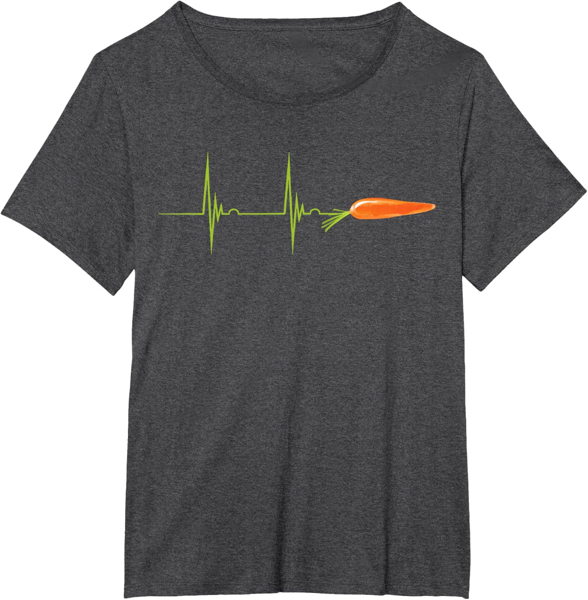 Carrot Carrot Gardener Heartbeat ECG Pulse Carrot Vegetables T-Shirt - Dark Heather Grey