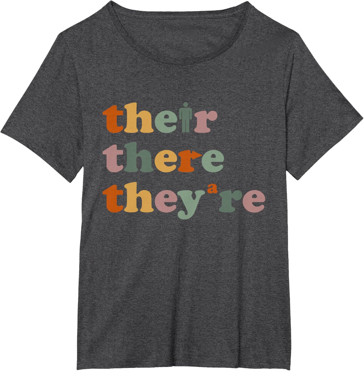 Their There They're, Funny English Teacher Grammar T-Shirt - Dark Heather Grey