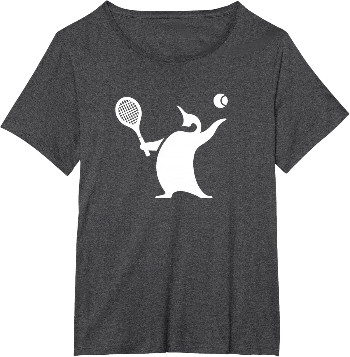 Minimalist Penguin Tennis Silhouette Design T-Shirt - Dark Heather Grey