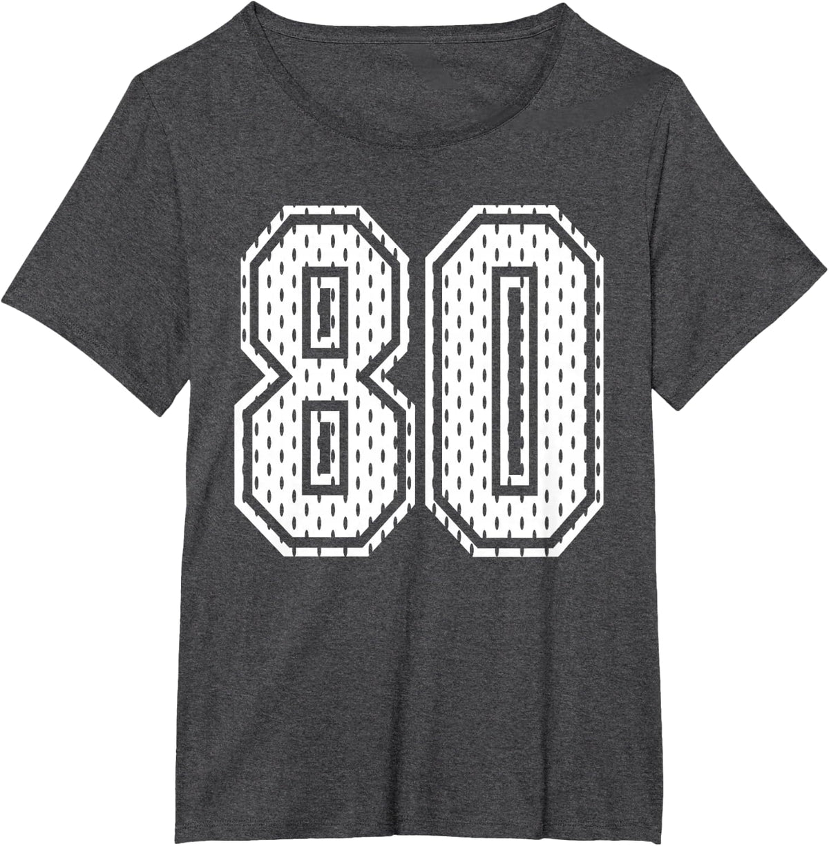 White Number 80 Sports Fan #80 Jersey Shirt Team Player T-Shirt - Dark Heather Grey
