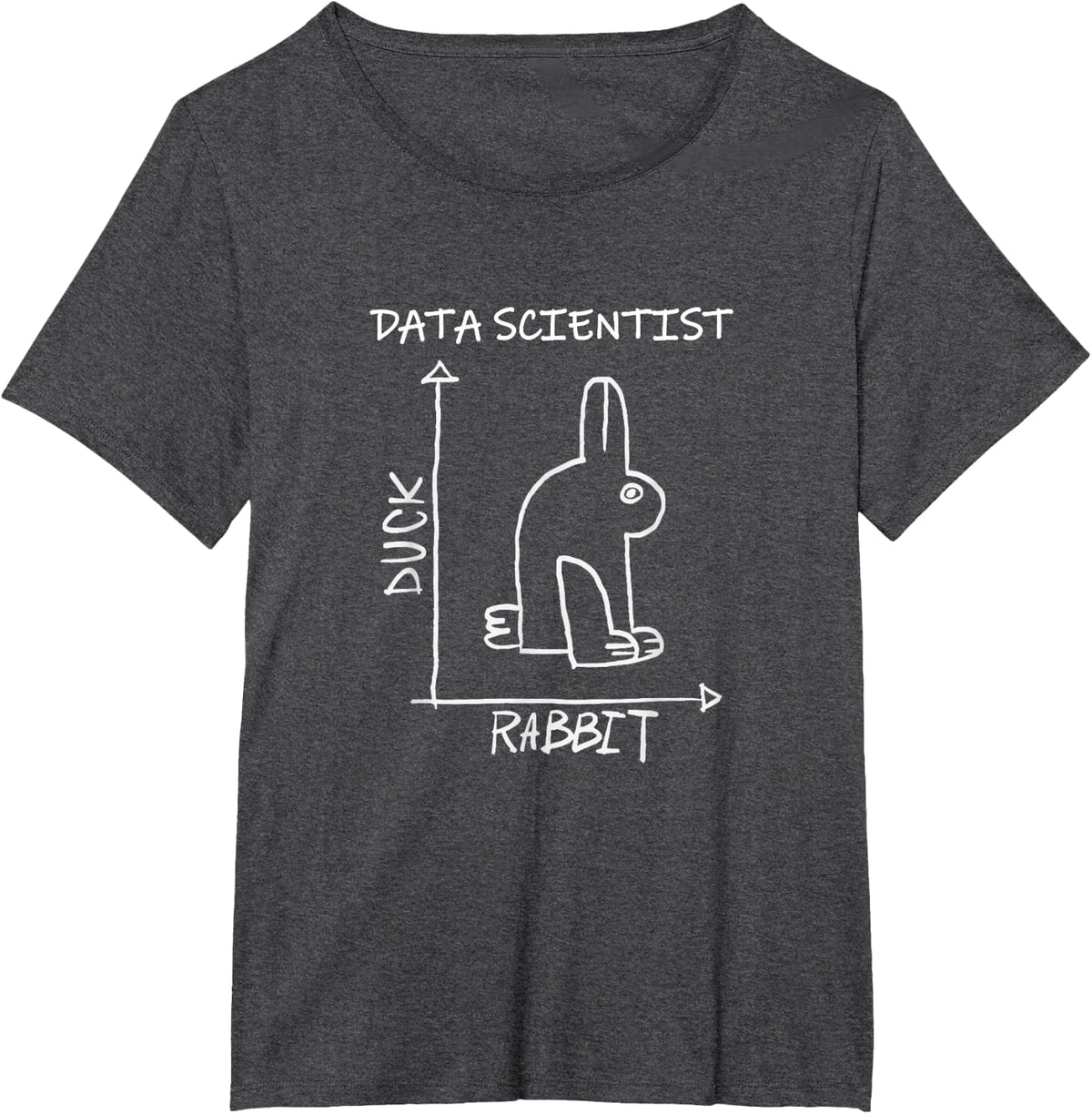 Data Scientist Duck Rabbit Optical Illusion T-Shirt - Dark Heather Grey