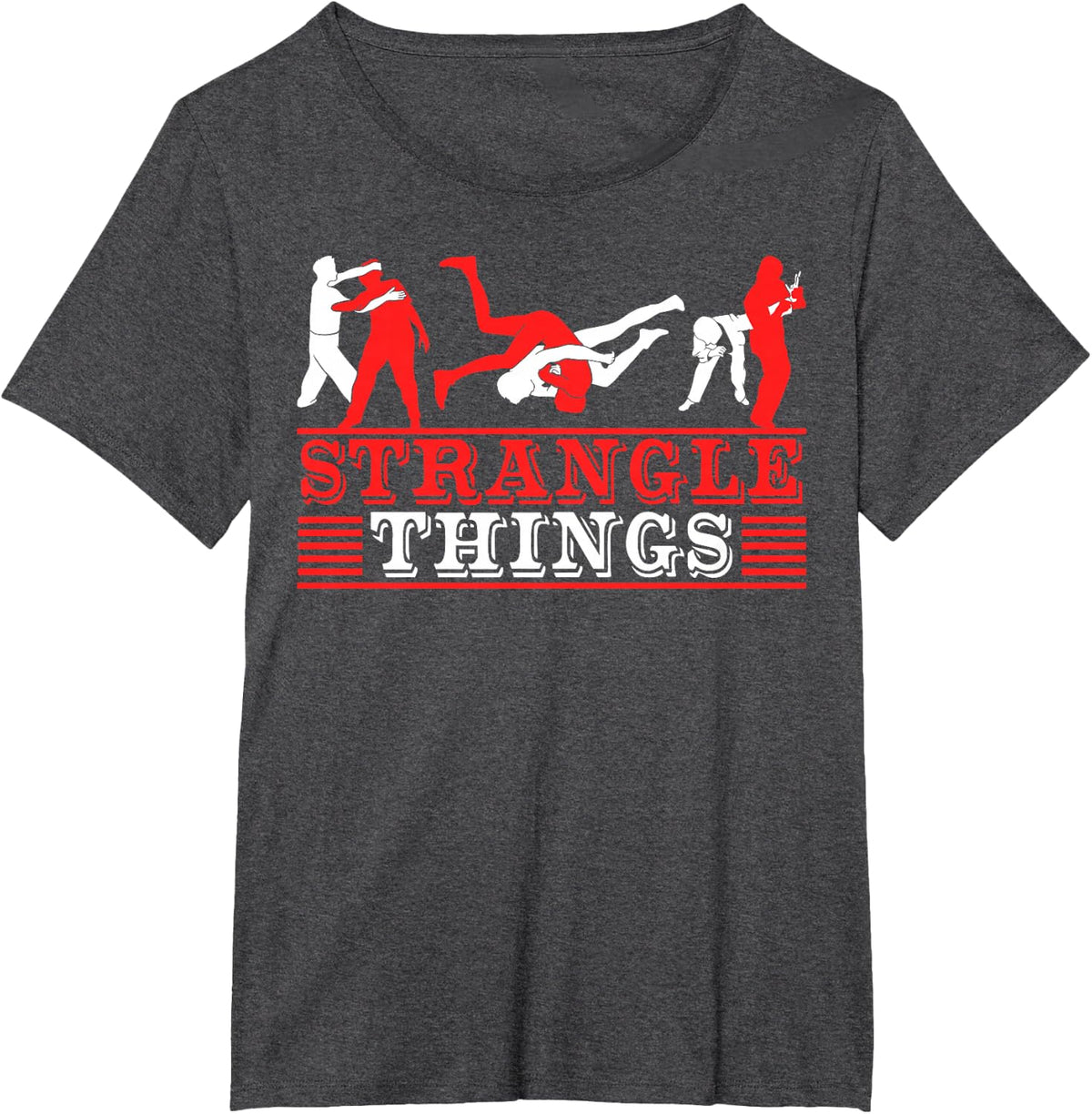 Strangle Things Jiujitsu Taekwando Design T-Shirt - Dark Heather Grey
