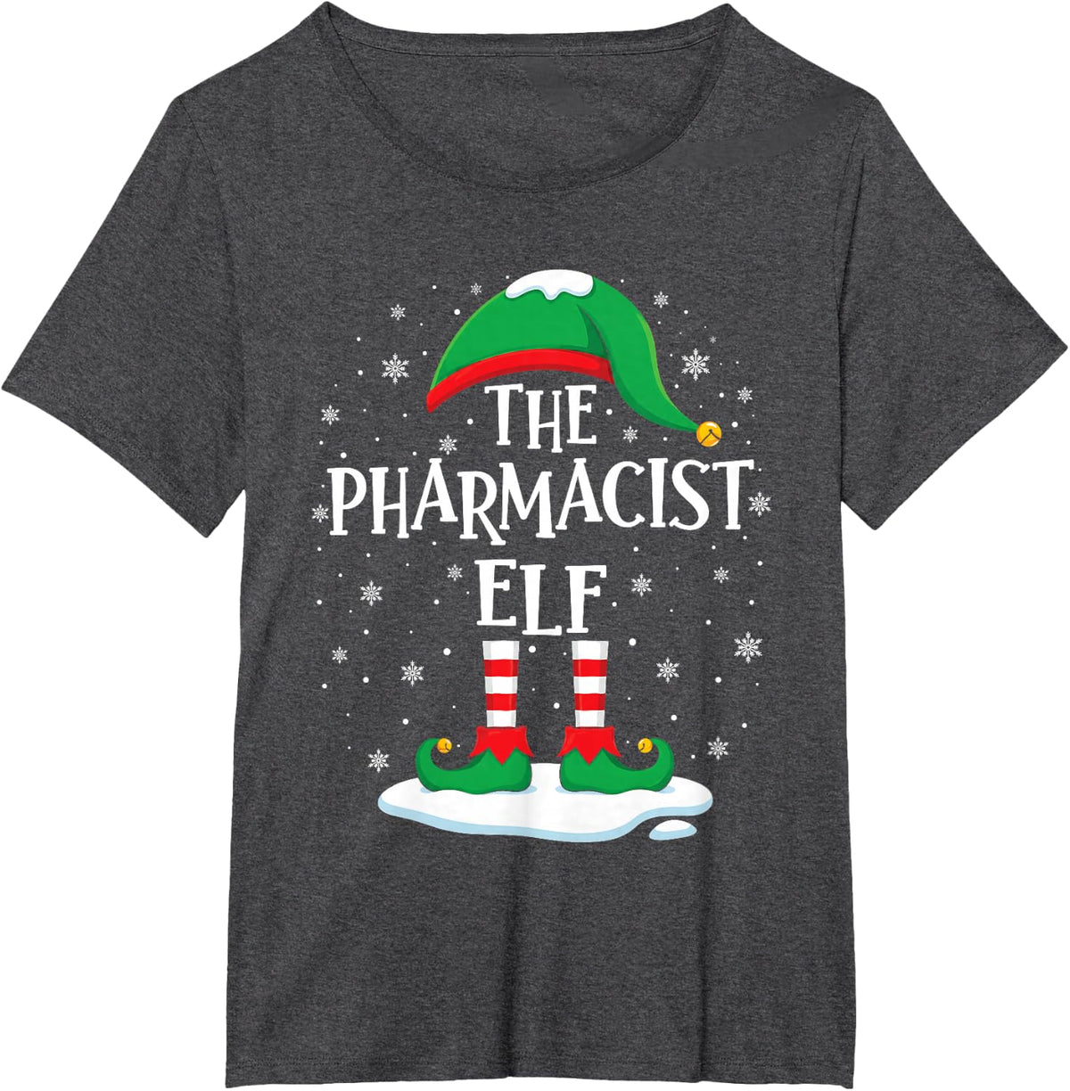 The Pharmacist Elf Christmas Family Matching Xmas Group T-Shirt - Dark Heather Grey