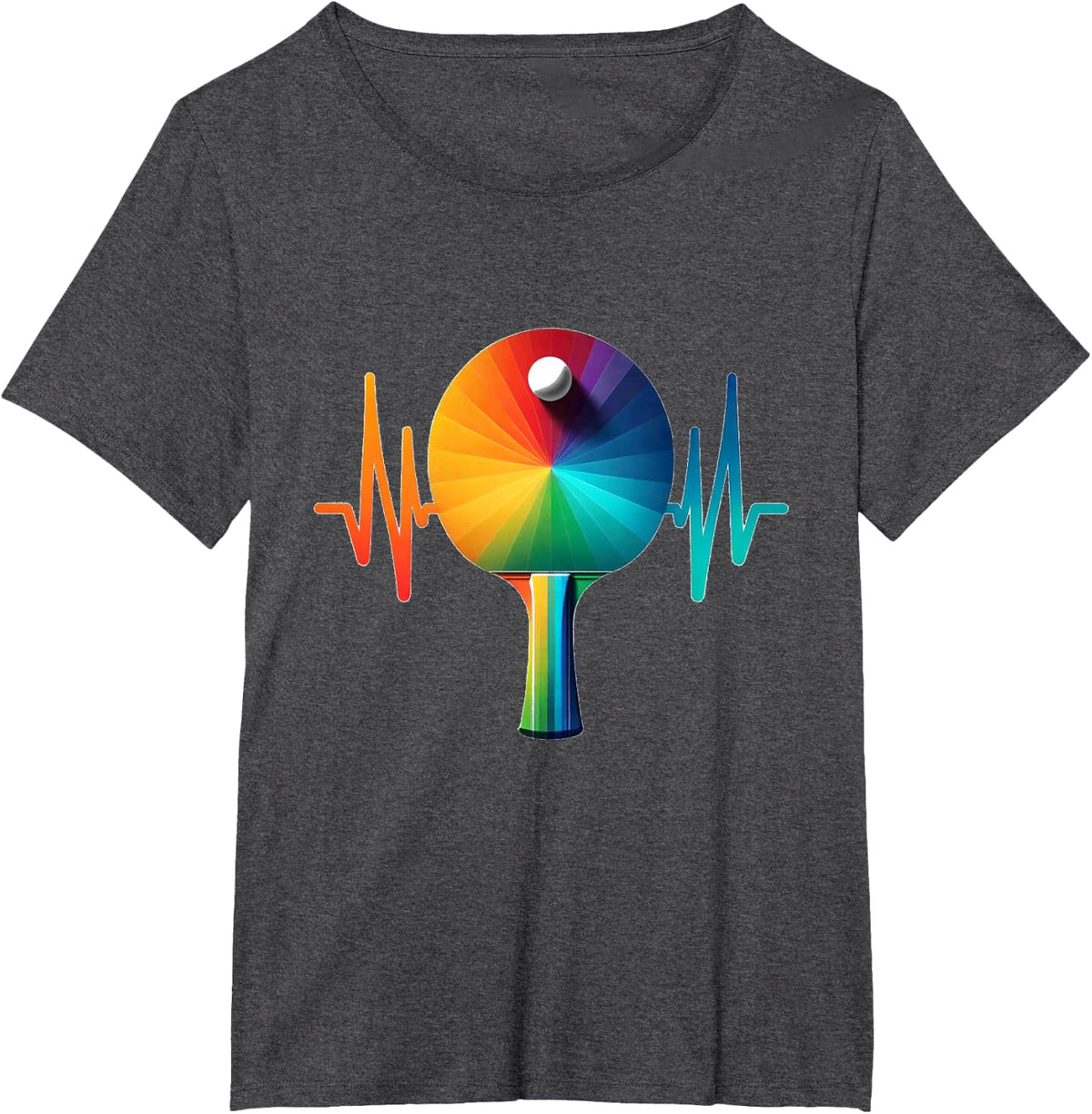 Ping Pong Pulse Table Tennis Heartbeat EKG T-Shirt - Dark Heather Grey