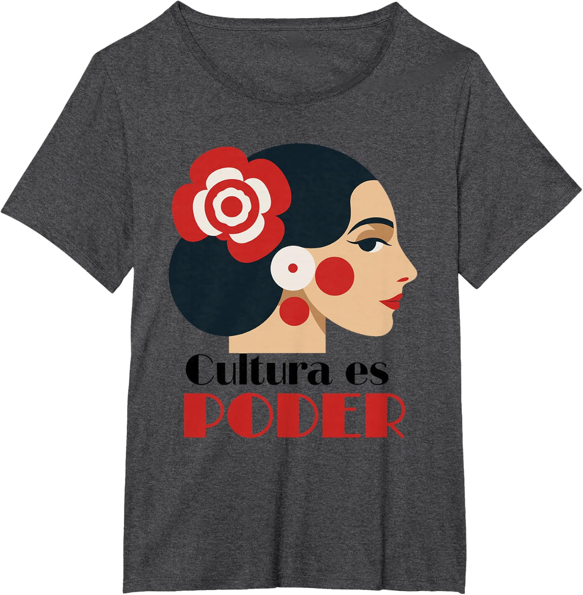 Cultura ES Poder Latina Woman Cultural Empowerment T-Shirt Tee - Dark Heather Grey