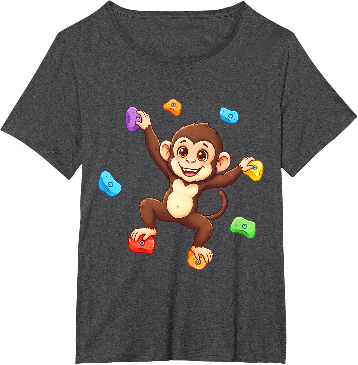 Monkey Bouldering, Indoor Wall Climbing, Mountaineering T-Shirt - Dark Heather Grey