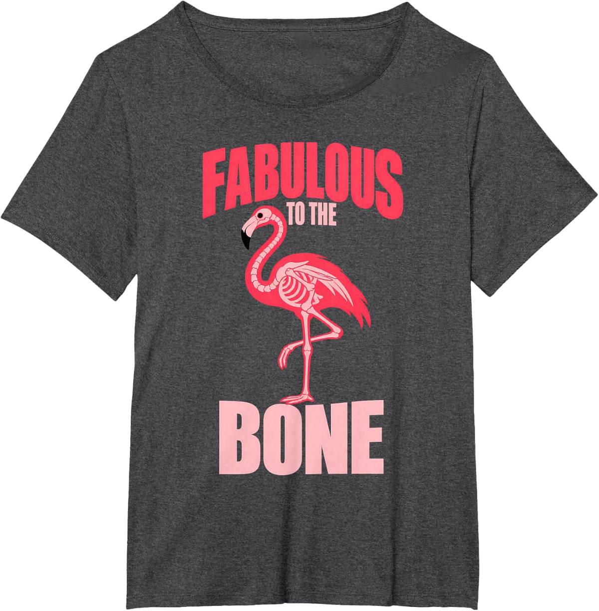 Funny Flamingo Halloween Skeleton Tropical Bird Humor T-Shirt - Dark Heather Grey