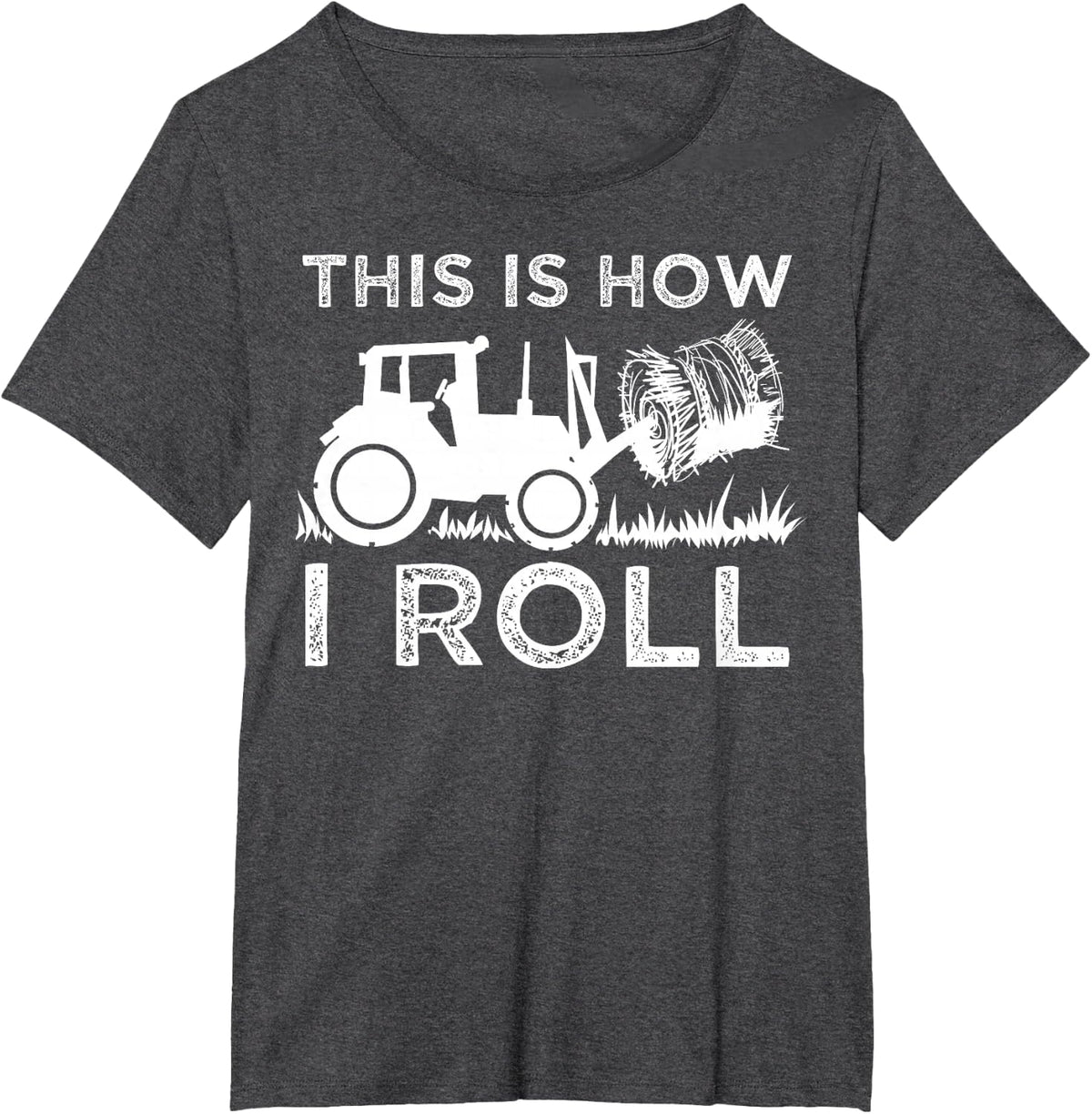 Funny Hay Bale How I Roll Tee Cool Farmer Tractor Driver T-Shirt Gift For Men Women - Dark Heather Grey