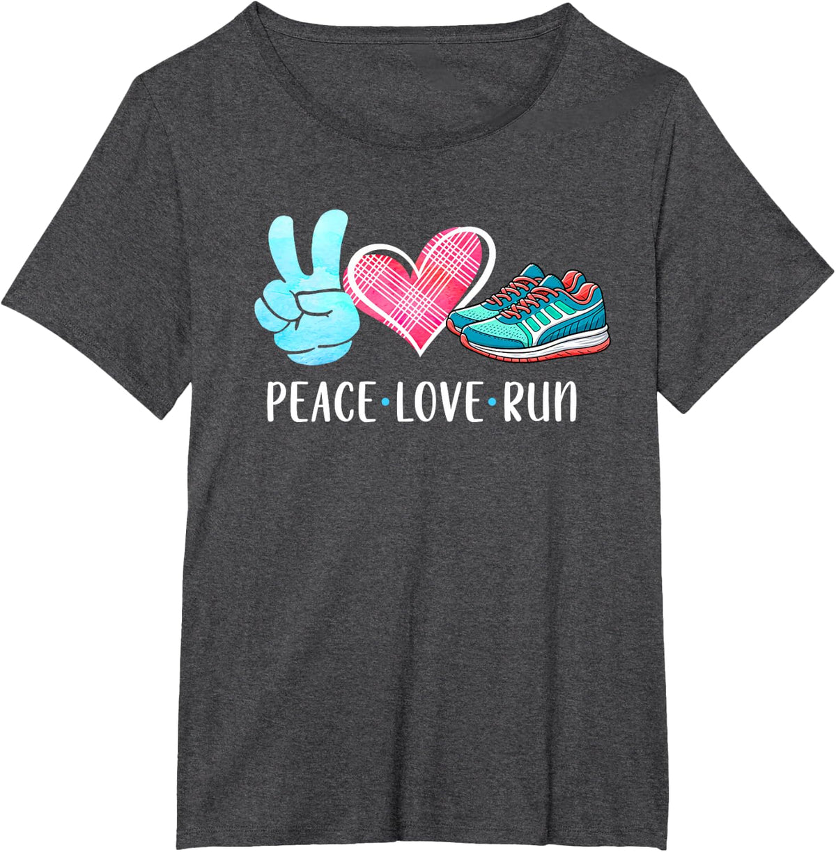 Running Lover Running Team Runner Athletic Peace Love Run T-Shirt - Dark Heather Grey