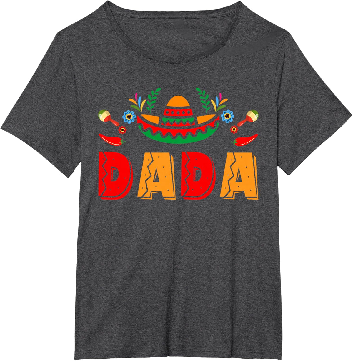 Dada Mexican Fiesta Birthday Party Theme Matching Family T-Shirt - Dark Heather Grey