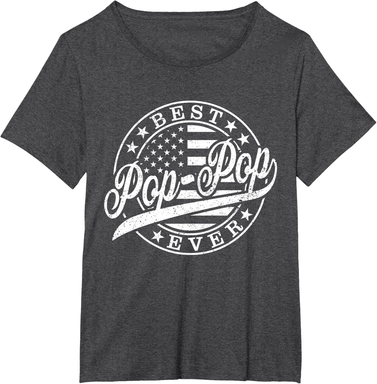 Best Pop Pop Ever American US Flag Funny Grandpa Fathers Day T-Shirt - Dark Heather Grey