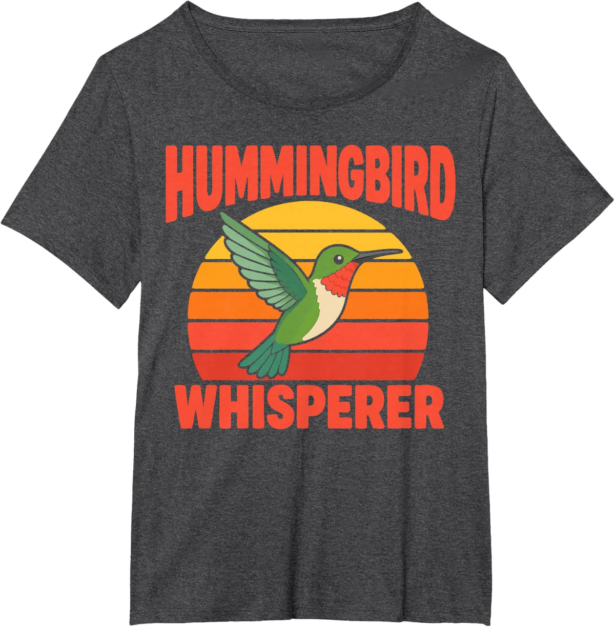 Retro Hummingbird Lover T-Shirt - Dark Heather Grey