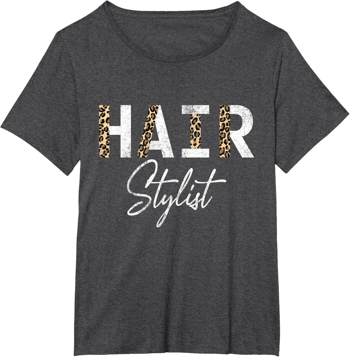 Vintage Hair Stylist Leopard Hair Stylist T-Shirt - Dark Heather Grey