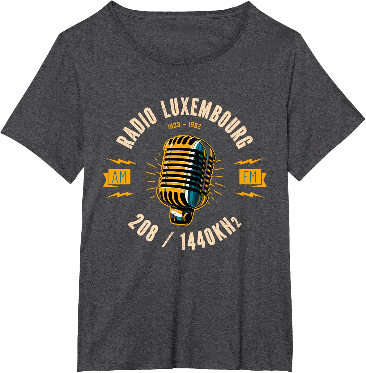 Radio Luxembourg 208 / 1440Kh2. 1933 - 1992. Retro T-Shirt - Dark Heather Grey