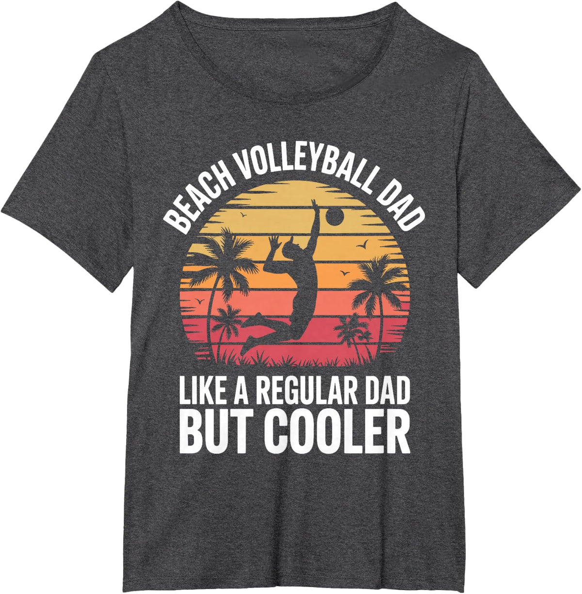 Beach Volleyball Art for Dad Father Sand Volleyball Player T-Shirt - Dark Heather Grey