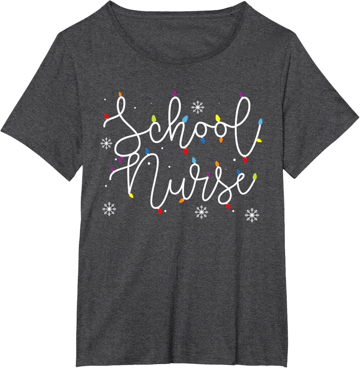 Cute Christmas School Nurse Squad X-mas Light Festive T-Shirt - Dark Heather Grey
