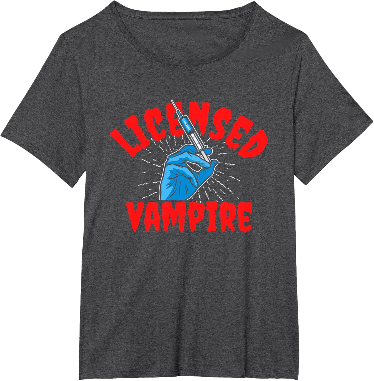 Licensed Vampire | Syringe Phlebotomy Tech | Phlebotomist T-Shirt - Dark Heather Grey