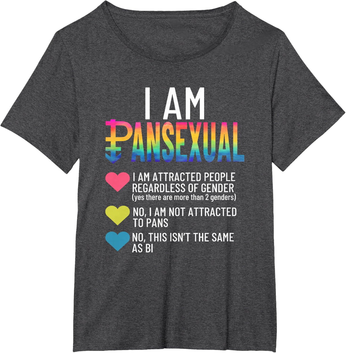 I Am Pansexual - LGBTQIA Pride Rainbow Hearts - Definition T-Shirt - Dark Heather Grey
