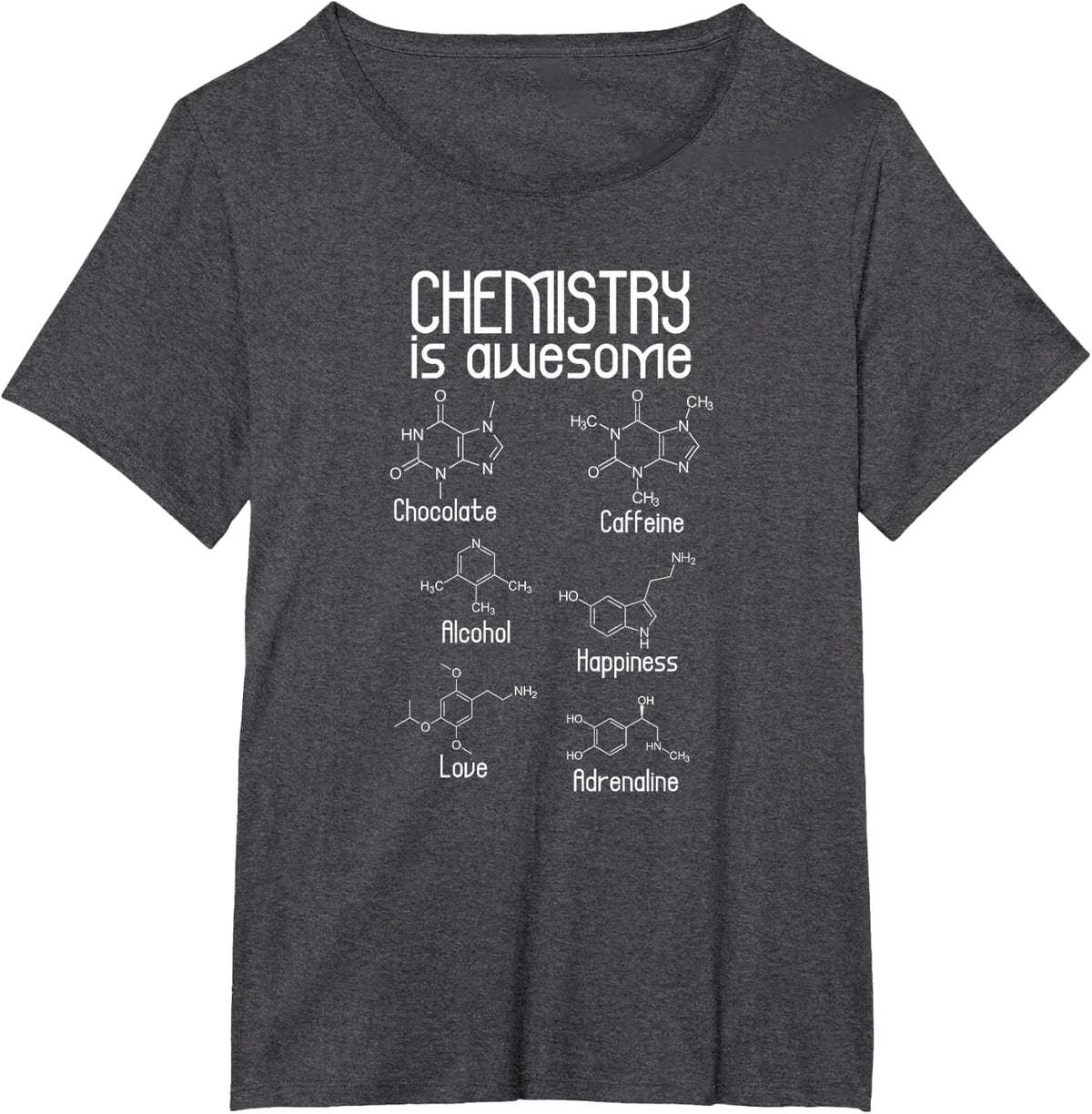 Chemistry is Awesome T-Shirt - Caffeine Molecule T-Shirt - Dark Heather Grey
