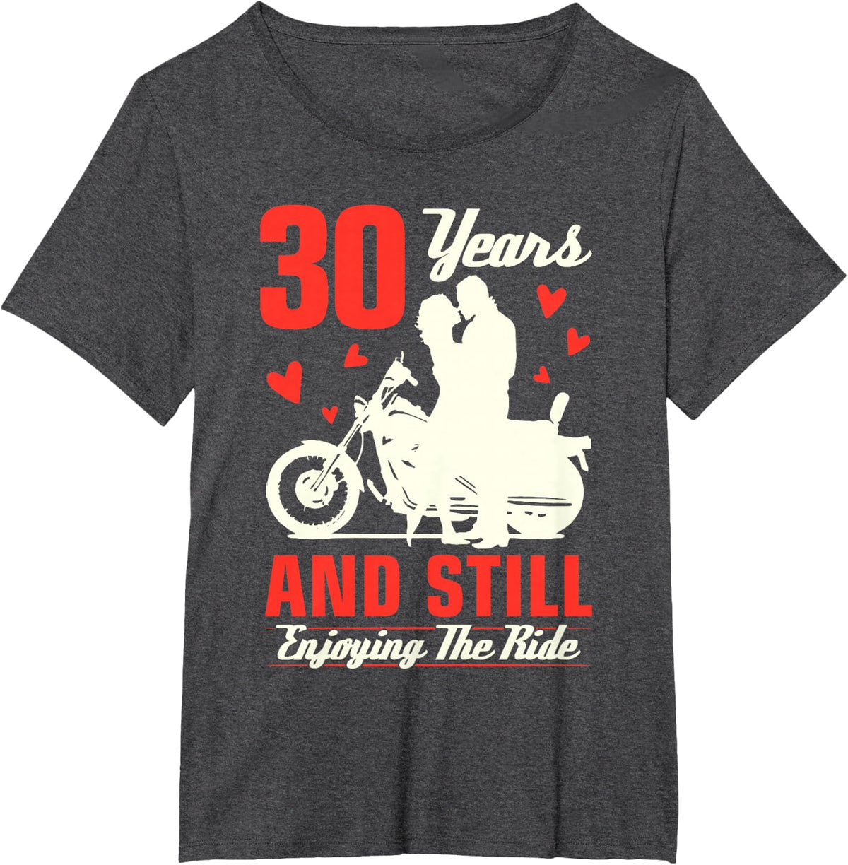 30th Wedding Anniversary Enjoying Ride Motorbike Couple T-Shirt - Dark Heather Grey