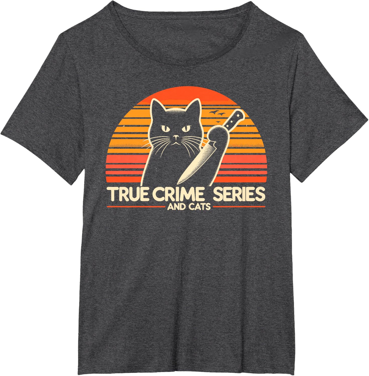 True Crime Series And Cats, True Crime And Cats T-Shirt - Dark Heather Grey