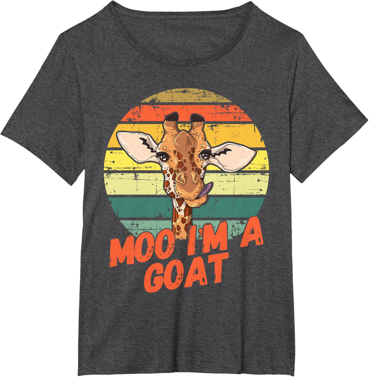Moo I'm A Goat Funny Giraffe Zoo - Retro Animal Lovers T-Shirt - Dark Heather Grey