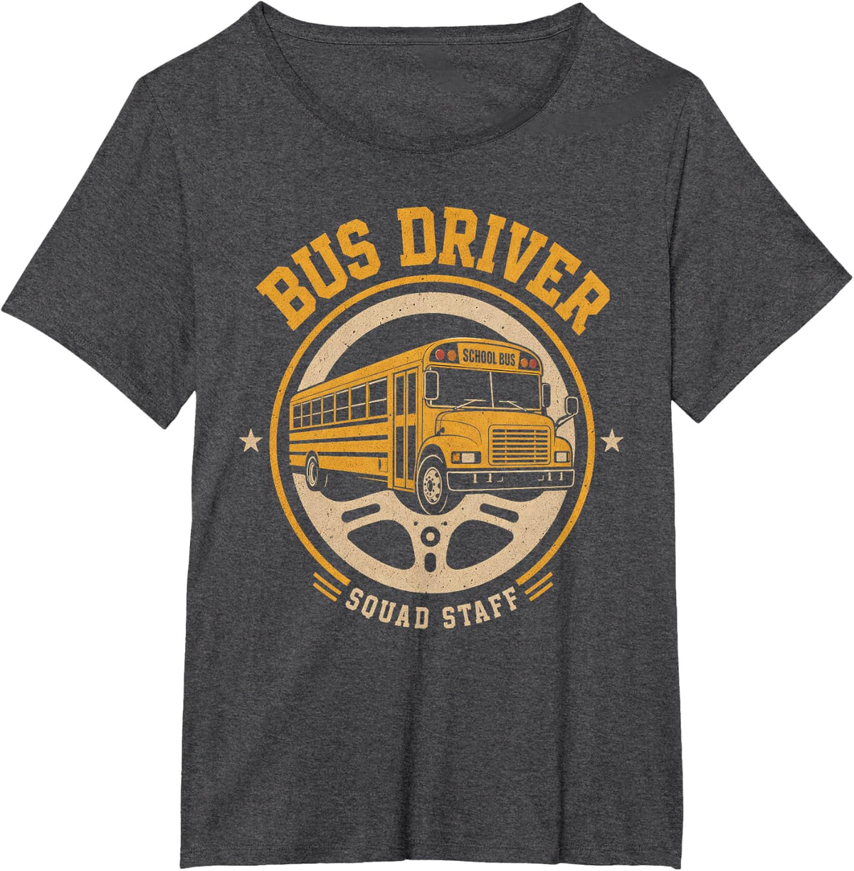 Distressed School Bus Driver Squad Staff T-Shirt - Dark Heather Grey