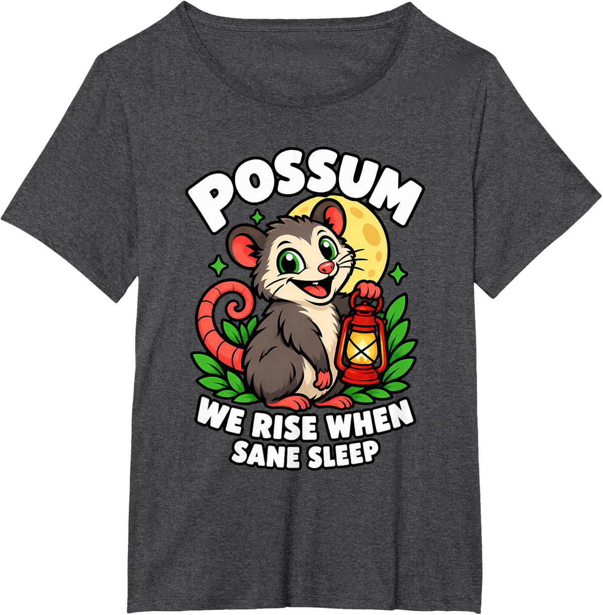 Possum Gang We Rise When Sane Sleep Nocturnal Meme Opossum T-Shirt - Dark Heather Grey