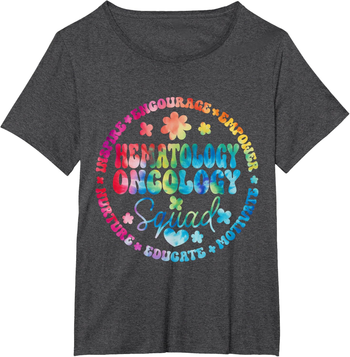 Oncology Hematology Nurse Squad Pediatric Hem Onc Doctor Tees T-Shirt - Dark Heather Grey