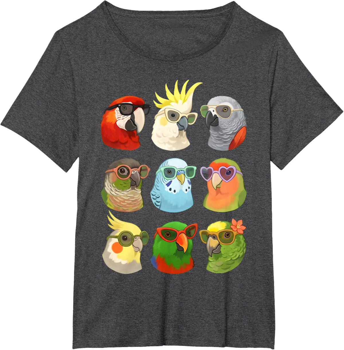 Parrot Funny Pet Bird Lover Sunglasses Macaw Cockatiel T-Shirt - Dark Heather Grey