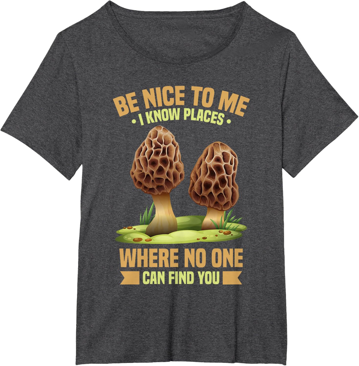 Funny Morel Hunter T-Shirt - Dark Heather Grey
