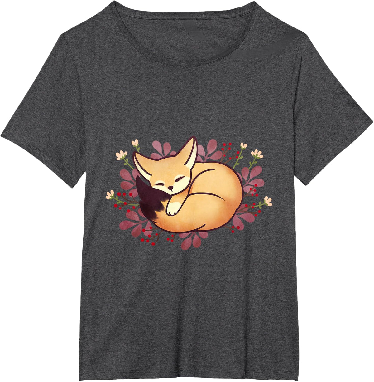 Fennec Fox Shirt Kids Women Sleeping Fennec Fox Cute T-Shirt T-Shirt - Dark Heather Grey