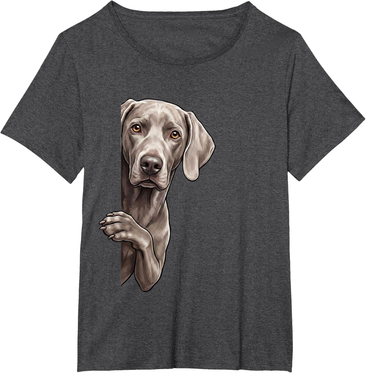 Funny Weimaraner Peeking from Side Dog Owner T-Shirt - Dark Heather Grey