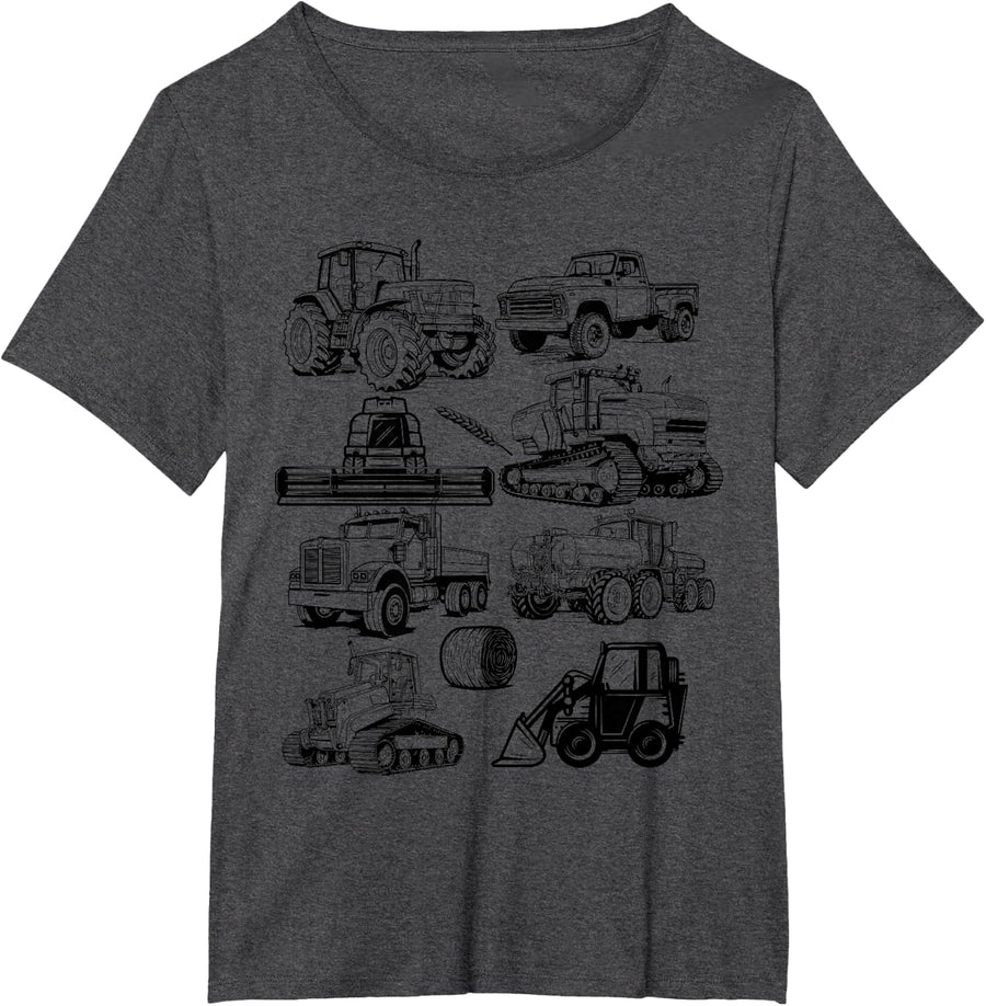 Tractor Farmer Farming Boys Farm Trucks Kids Girls Toddlers T-Shirt - Dark Heather Grey