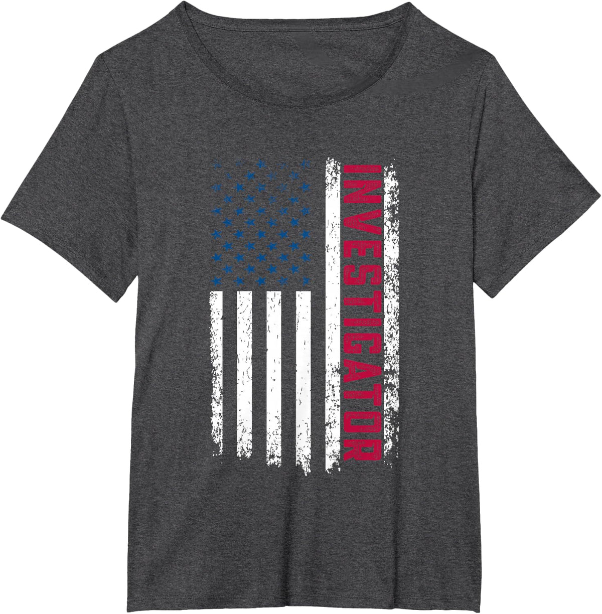 American Flag 4th July USA Patriotic Investigator T-Shirt - Dark Heather Grey