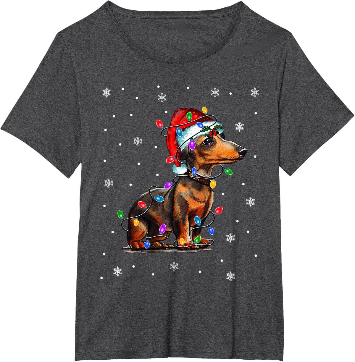 dachshund christmas T-Shirt - Dark Heather Grey