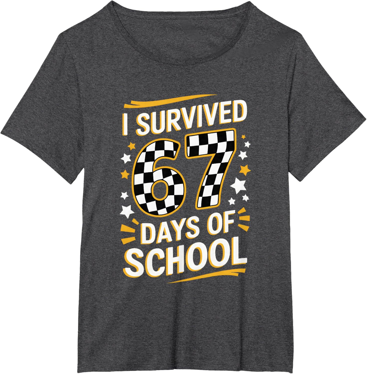 I Survived 67 Days of School Funny 67 Days Kids Teacher T-Shirt - Dark Heather Grey
