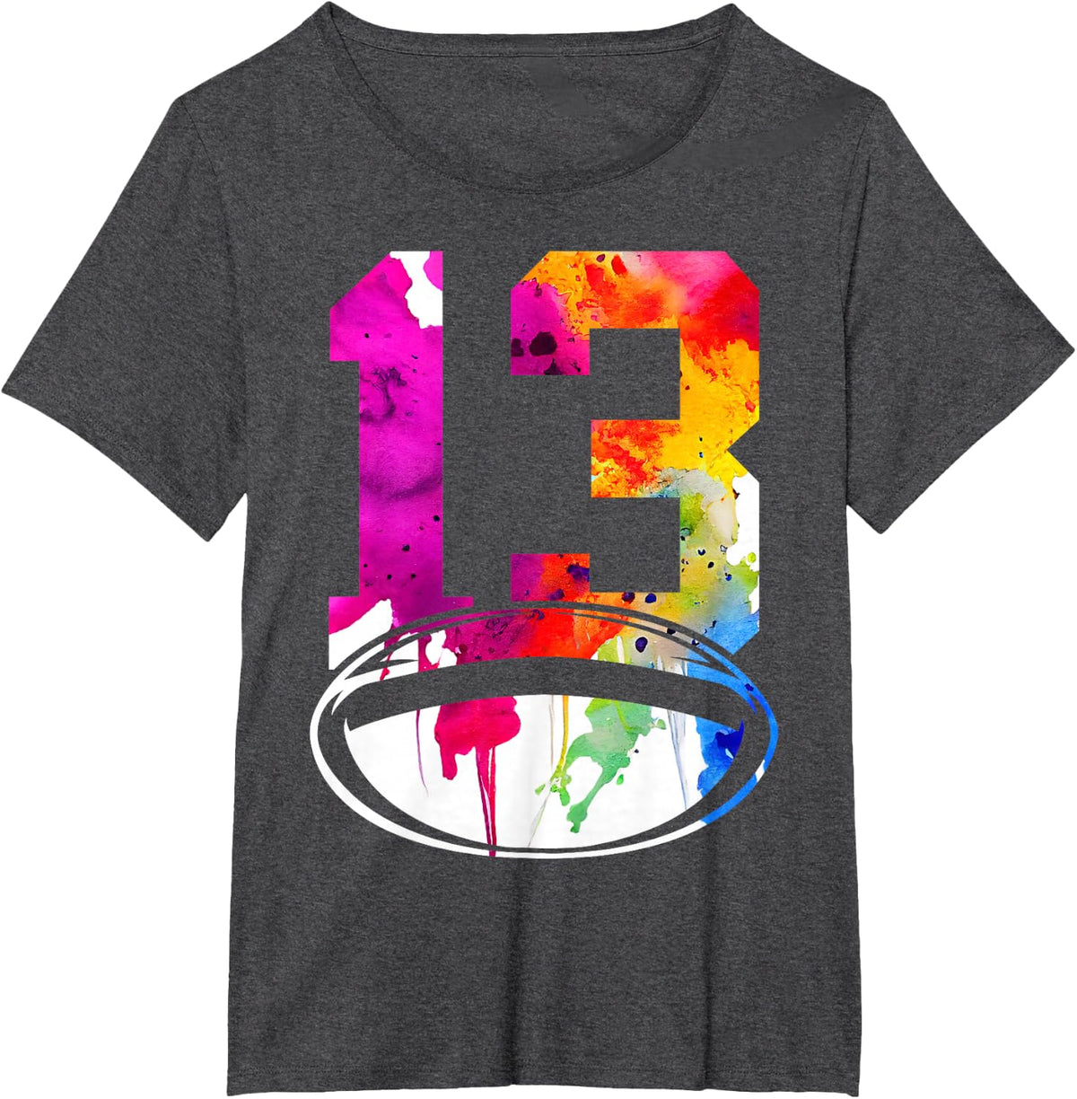 NUMBER 13 RUGBY 13TH BIRTHDAY T-Shirt - Dark Heather Grey